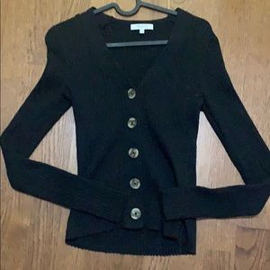 Madewell black Shrunken Ribbed Cardigan Sweater